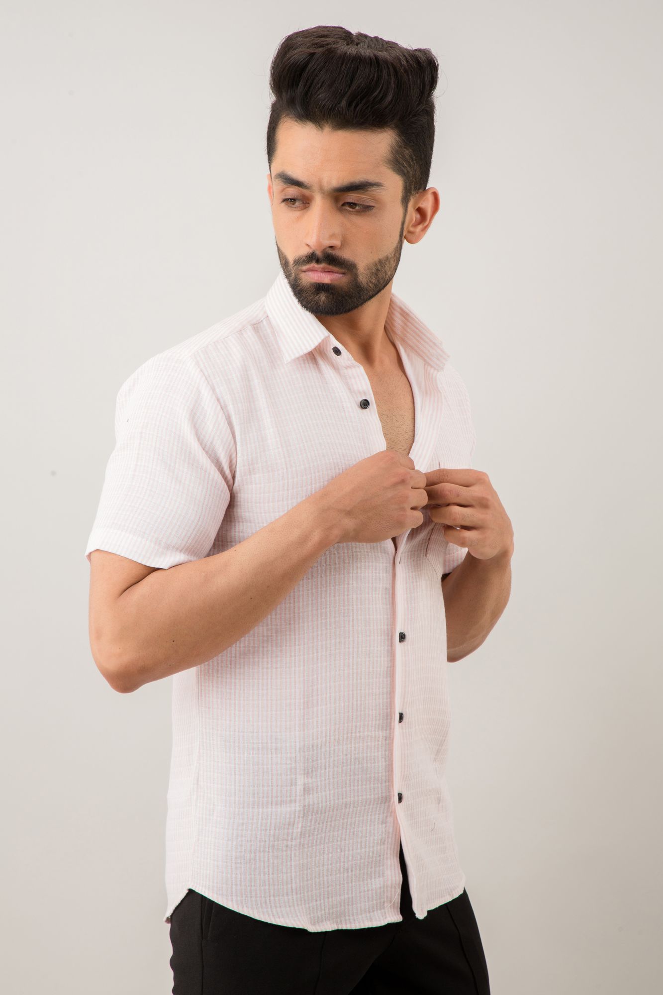 Mens Textured Striped Shirt