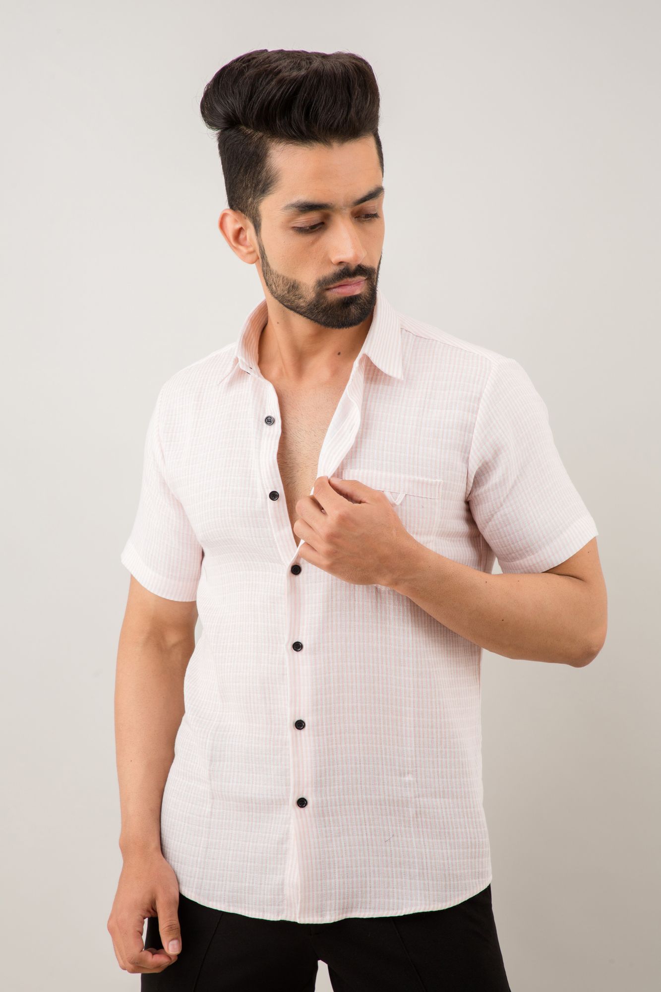 Mens Textured Striped Shirt