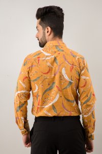 Men's Mustard Printed Shirt