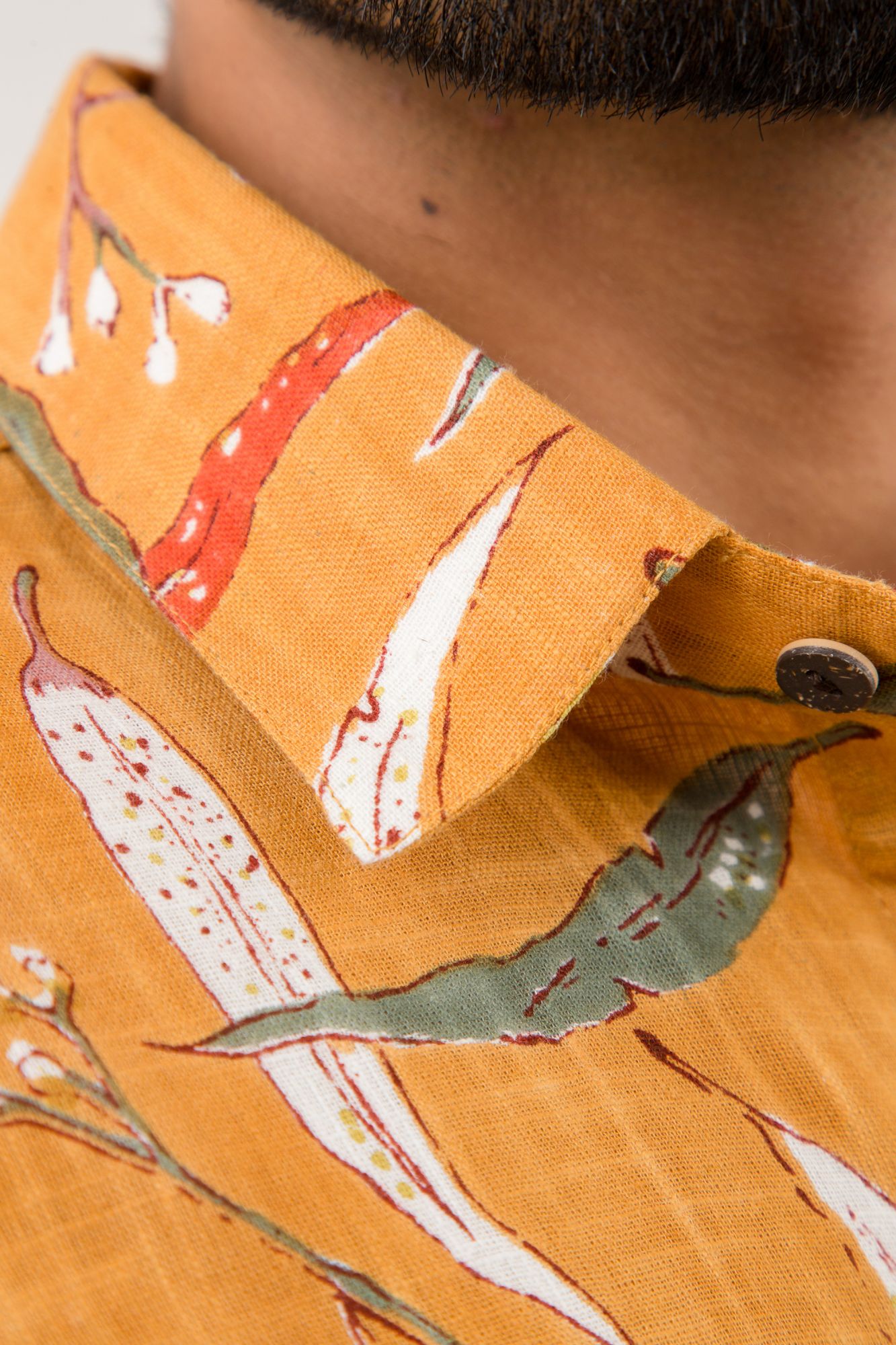 Mens Mustard Printed Shirt