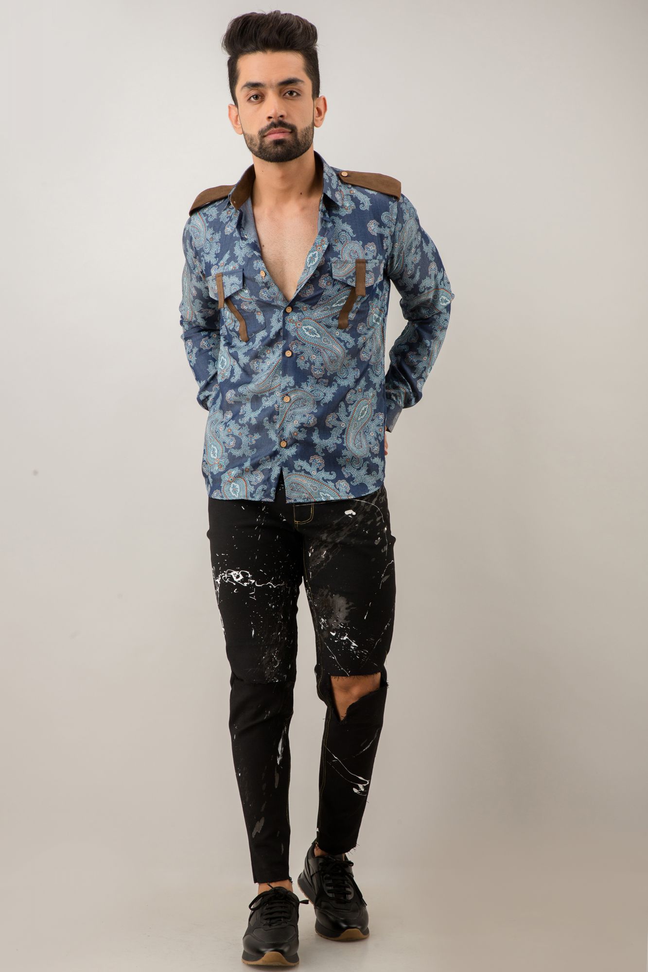 Printed Denim Shirt