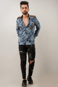 Printed Denim Shirt