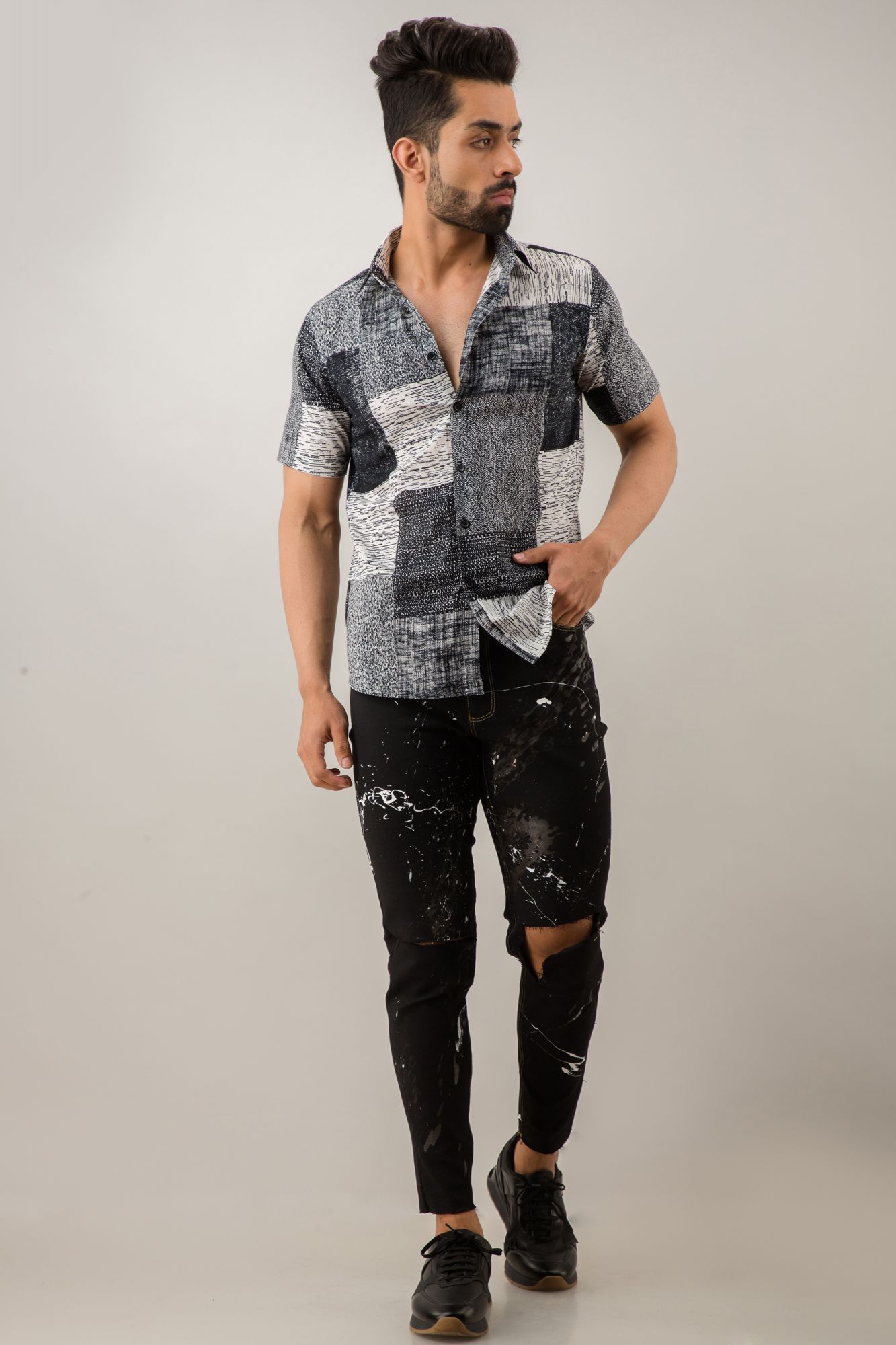 Mens Printed Patch Shirt