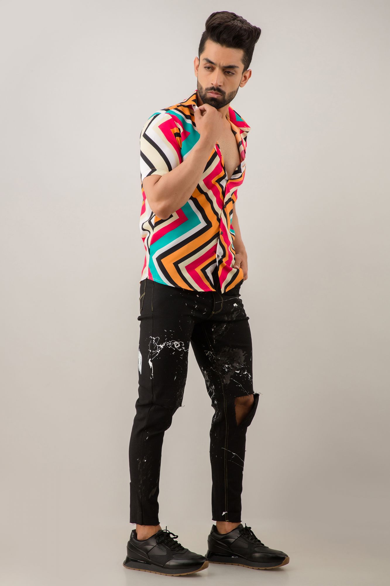 Mens Multicolor Flowing Shirt