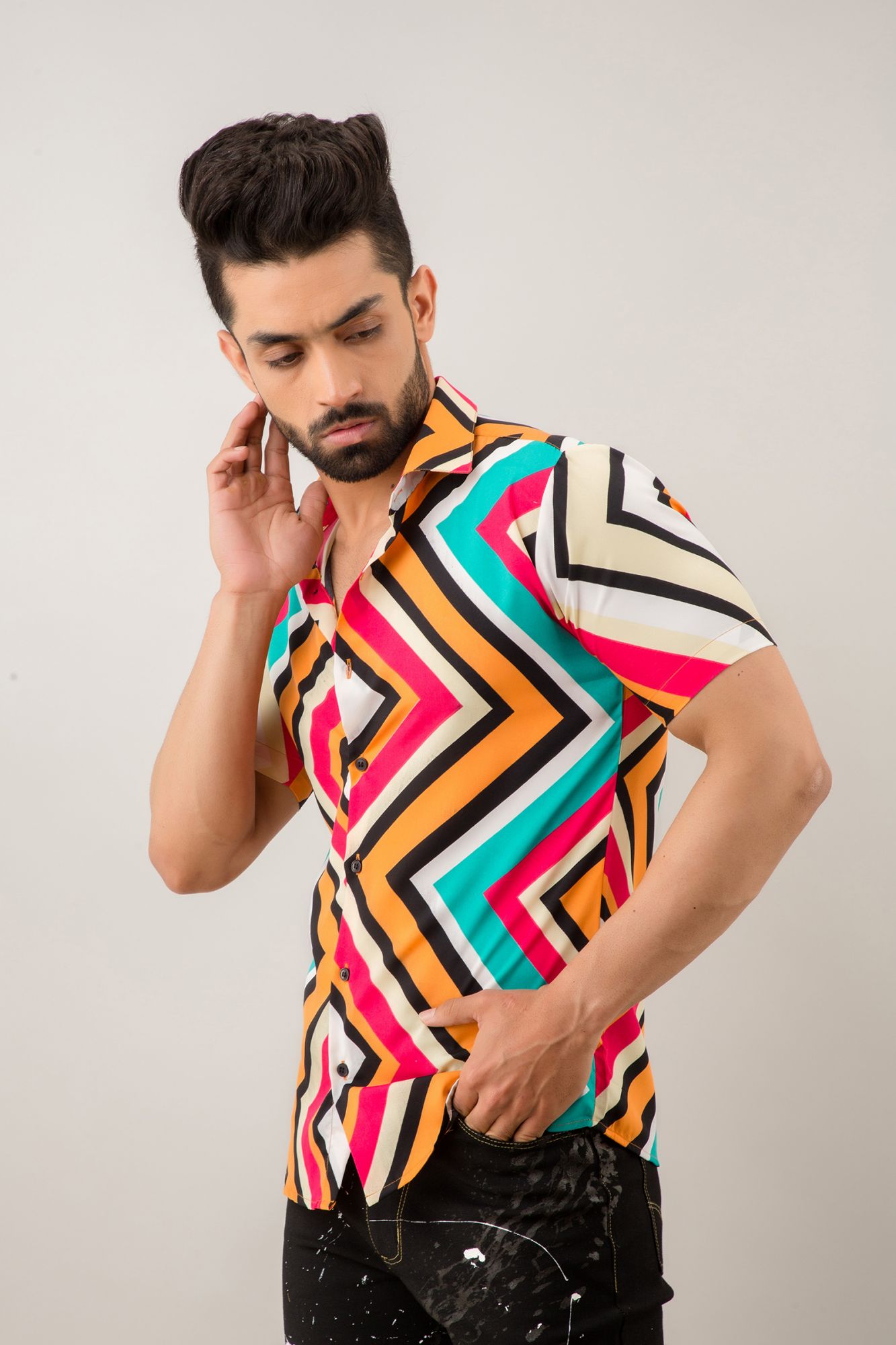 Mens Multicolor Flowing Shirt