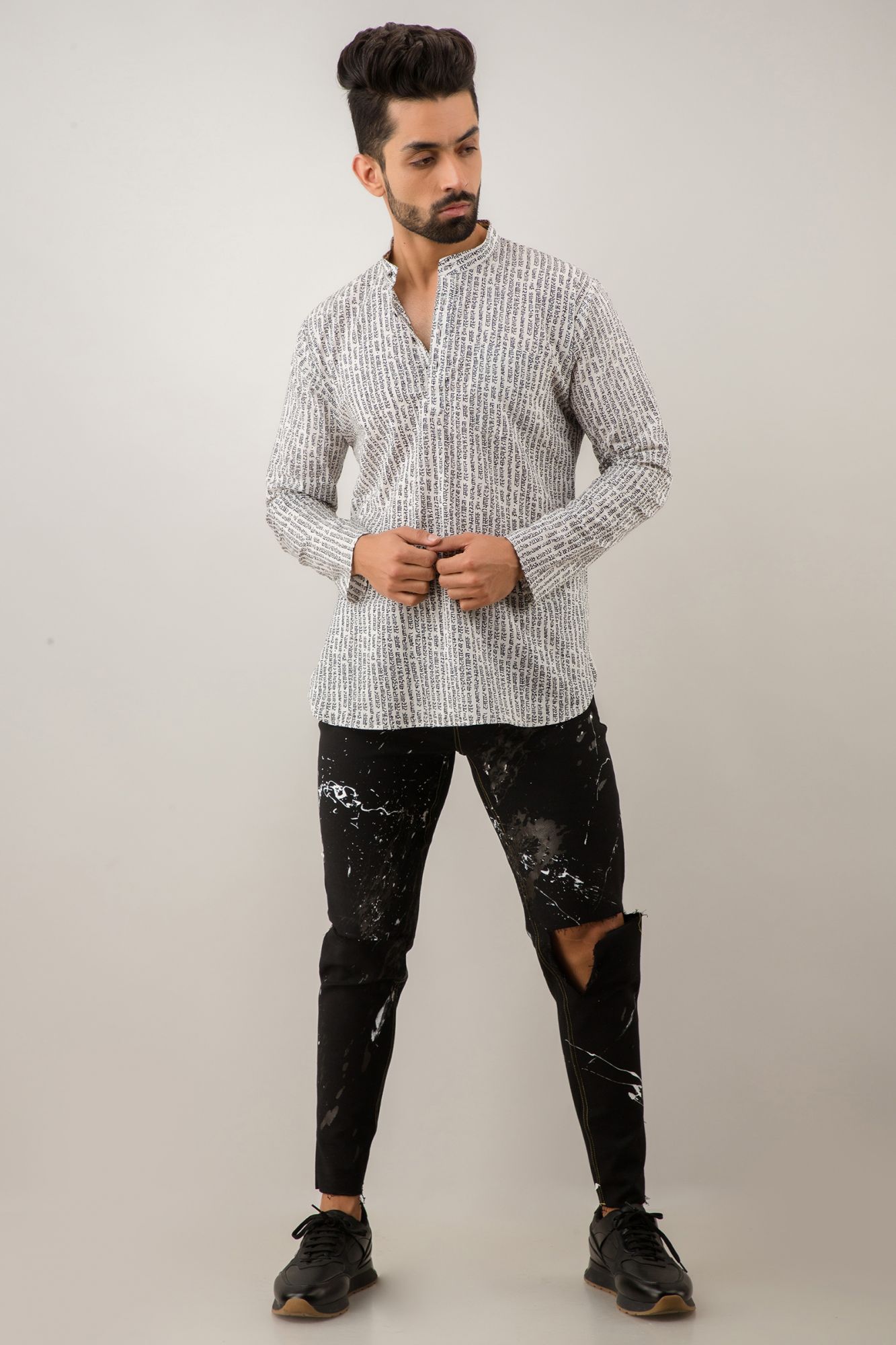 Printed White Kurta