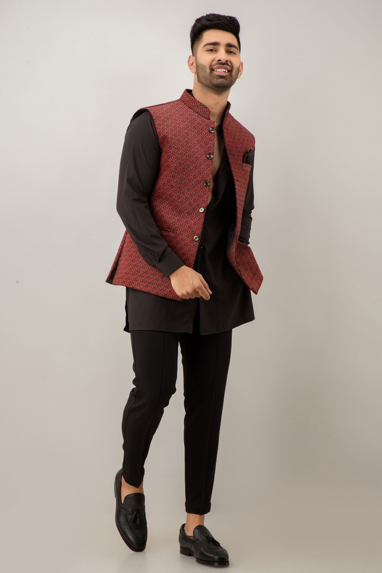 Printed Velvet Half Jacket