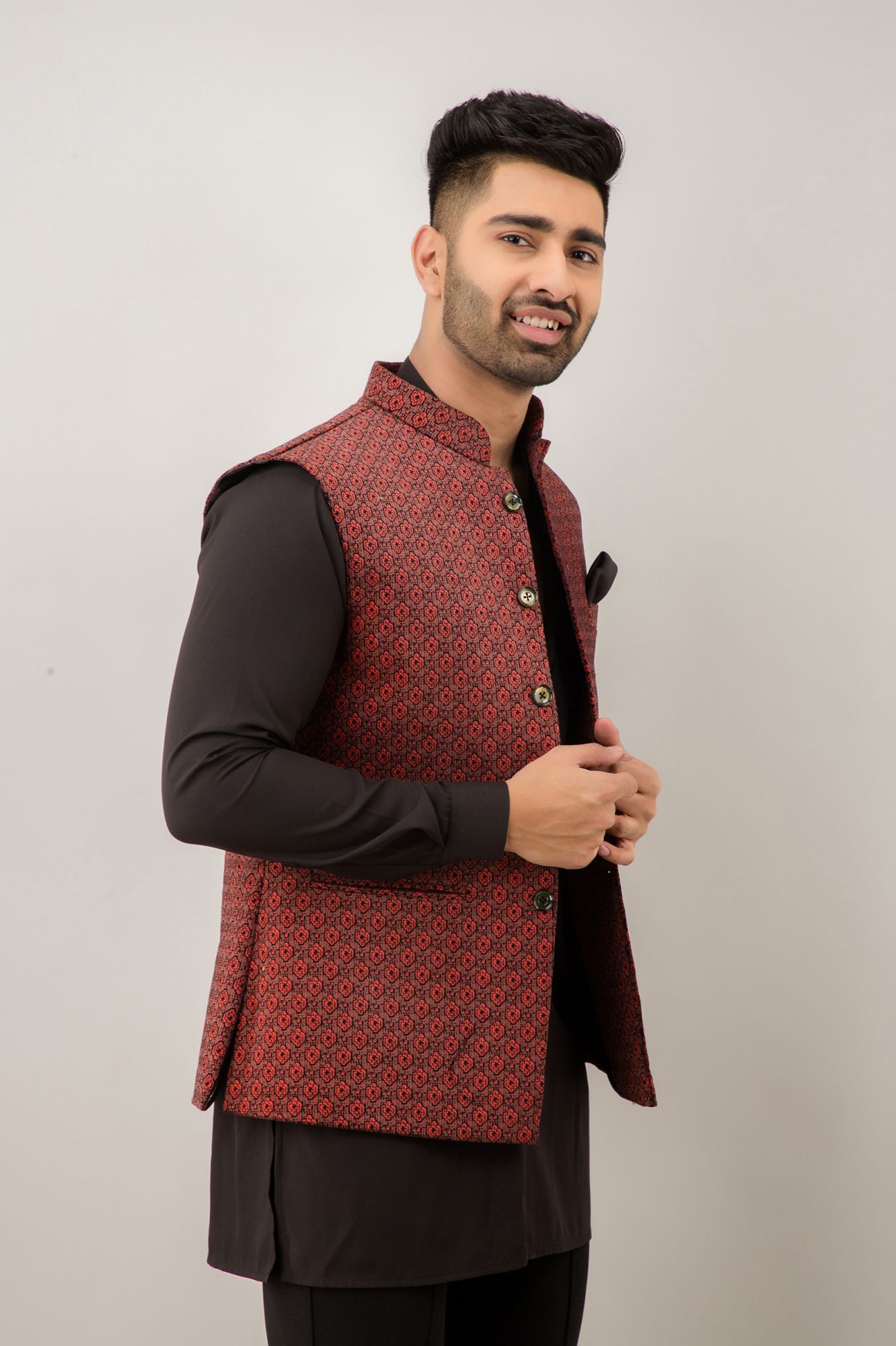 Printed Velvet Half Jacket