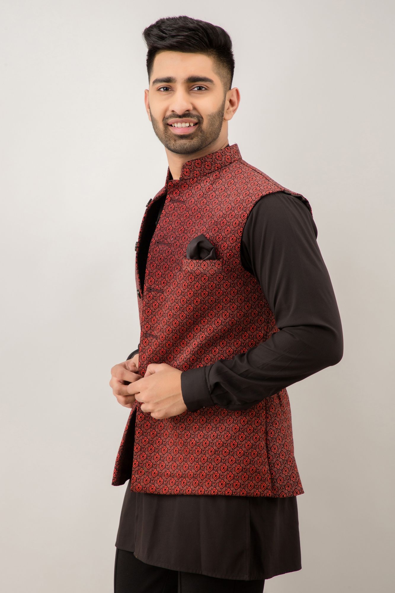 Printed Velvet Half Jacket