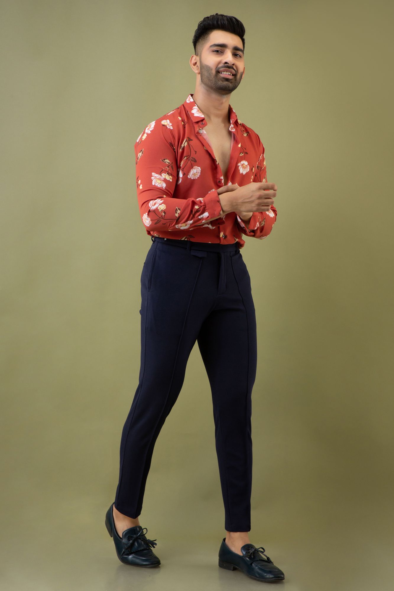 Tapered Navy Blue Pants