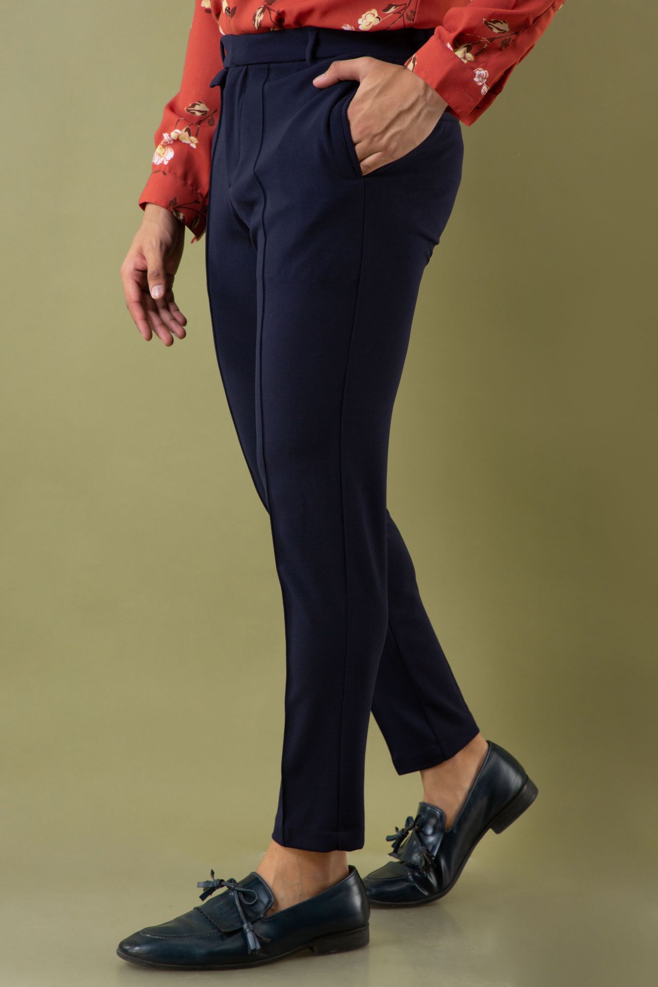 Tapered Navy Blue Pants