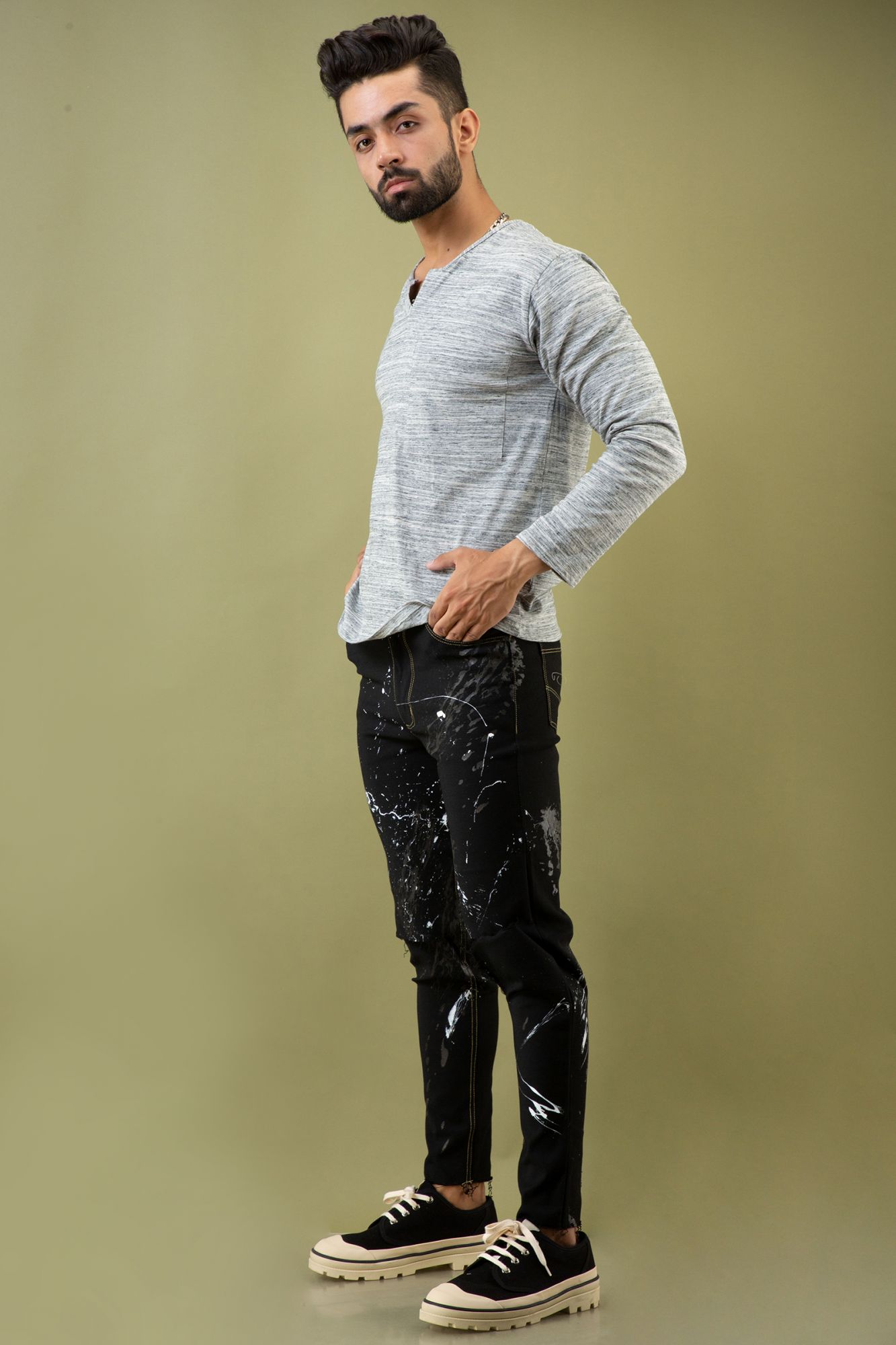 Off Grey Henley Tshirt