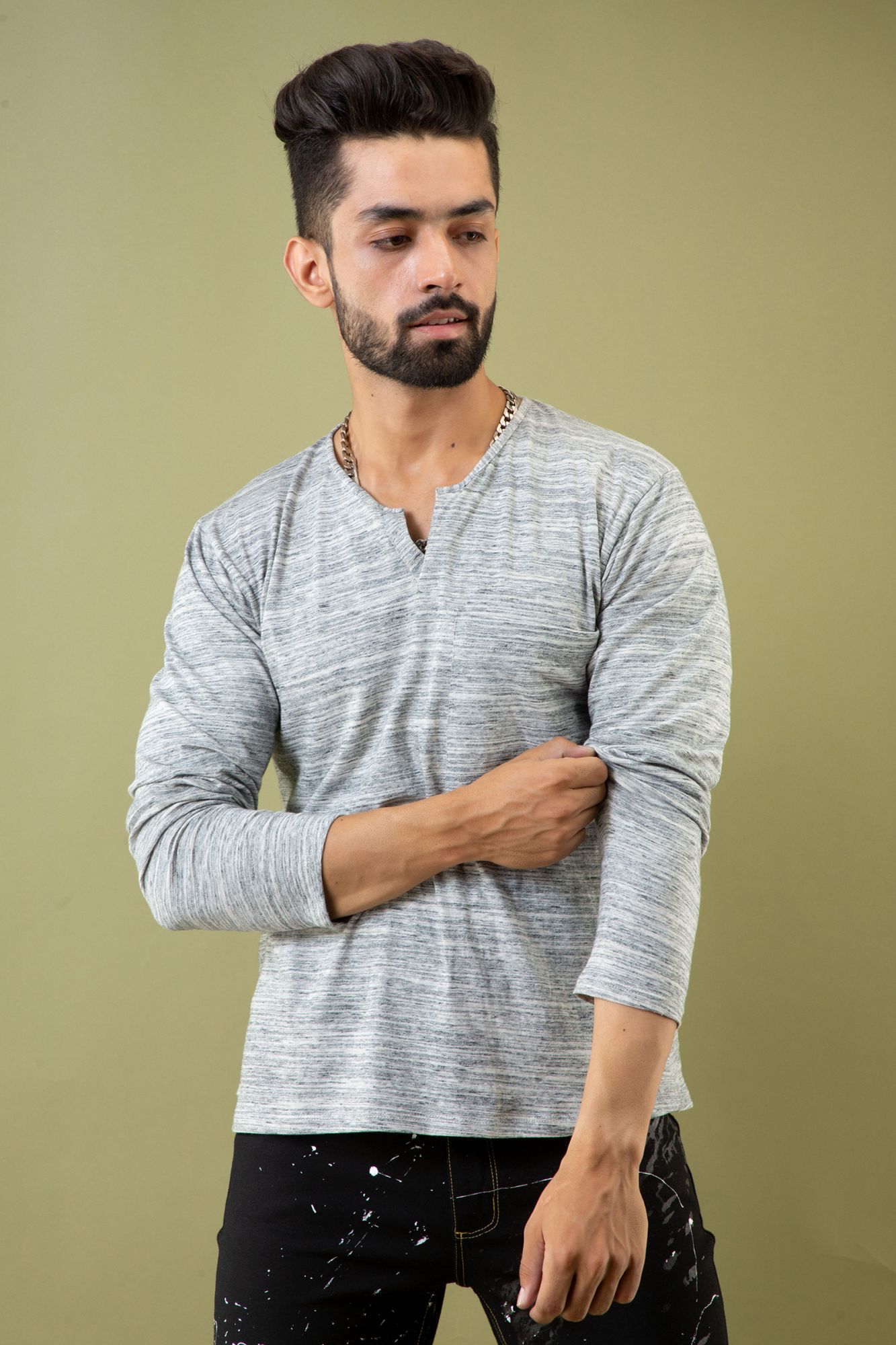 Off Grey Henley Tshirt