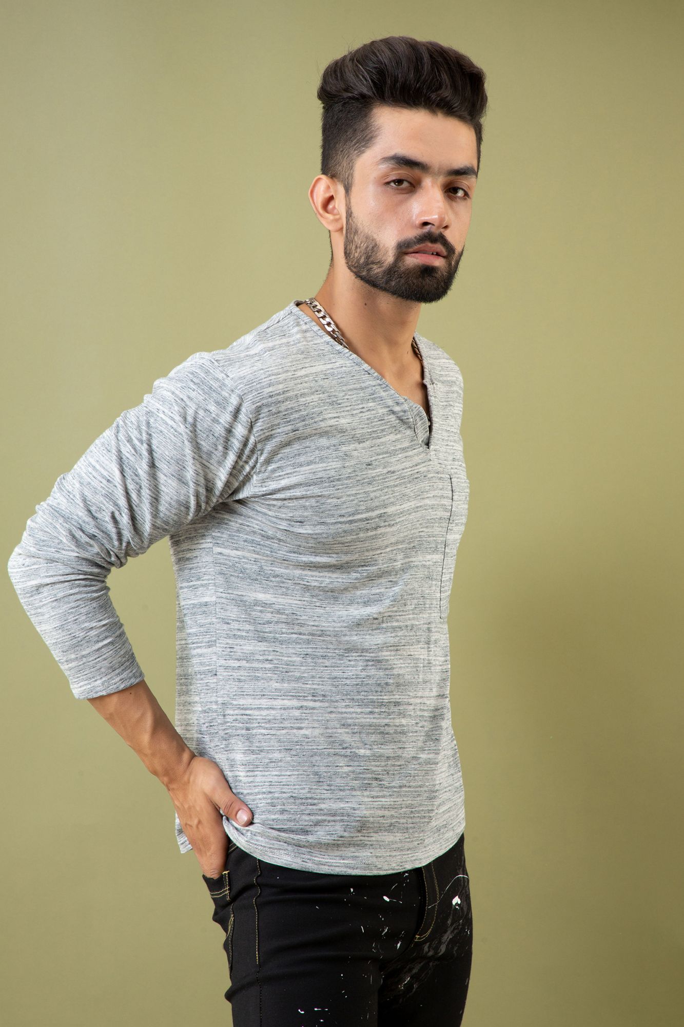 Off Grey Henley Tshirt