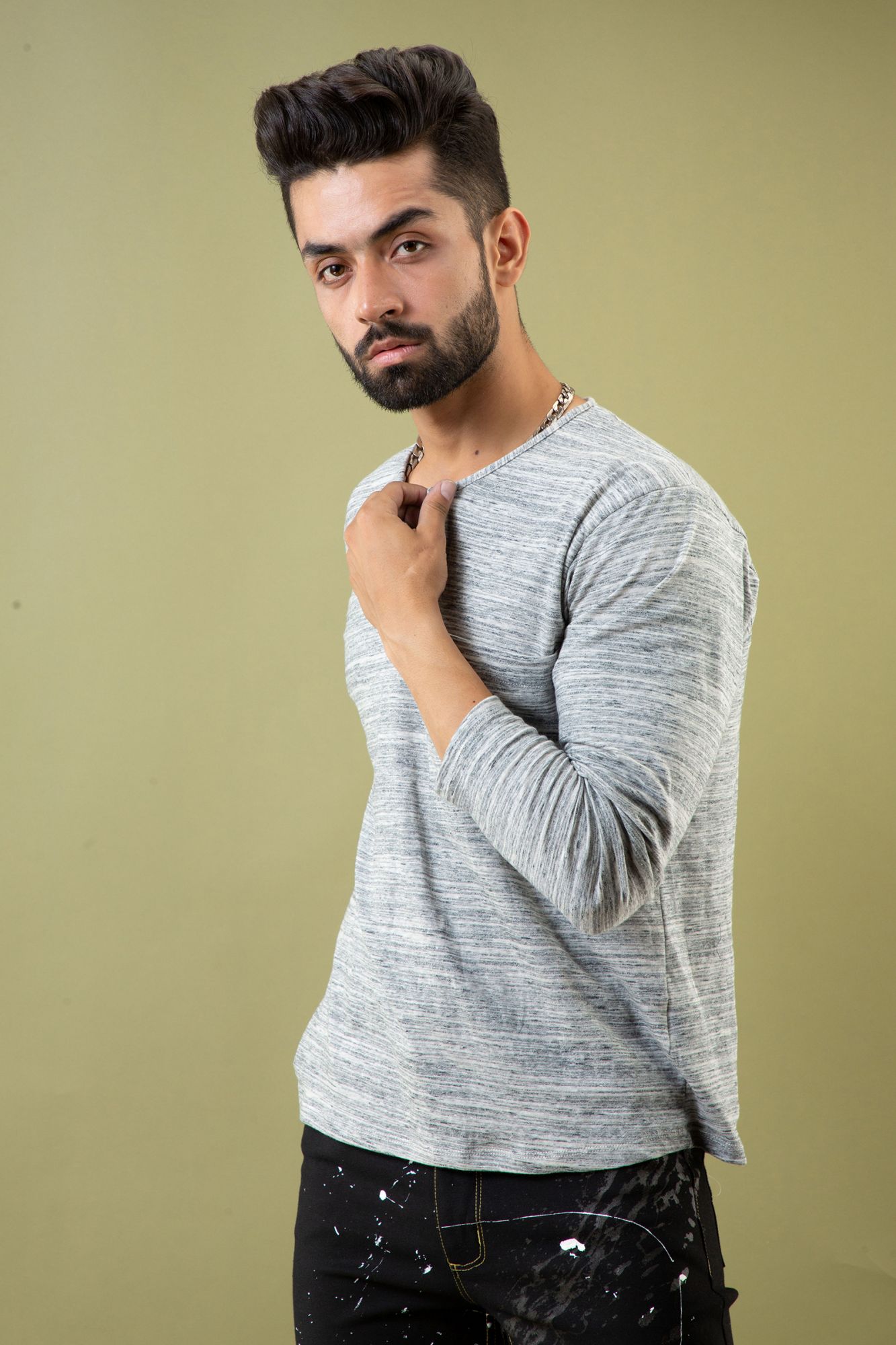 Off Grey Henley Tshirt