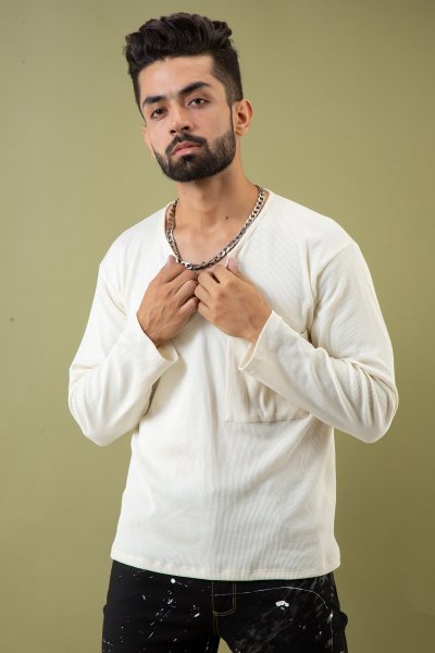 Image of Textured Off-White Tshirt