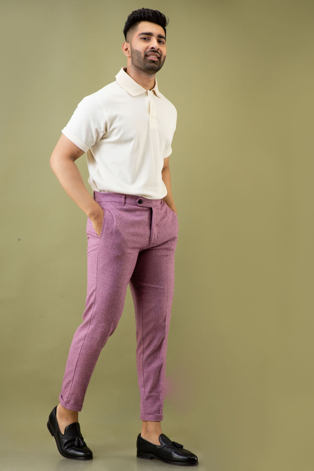 Tailored Fit Pants In Pink