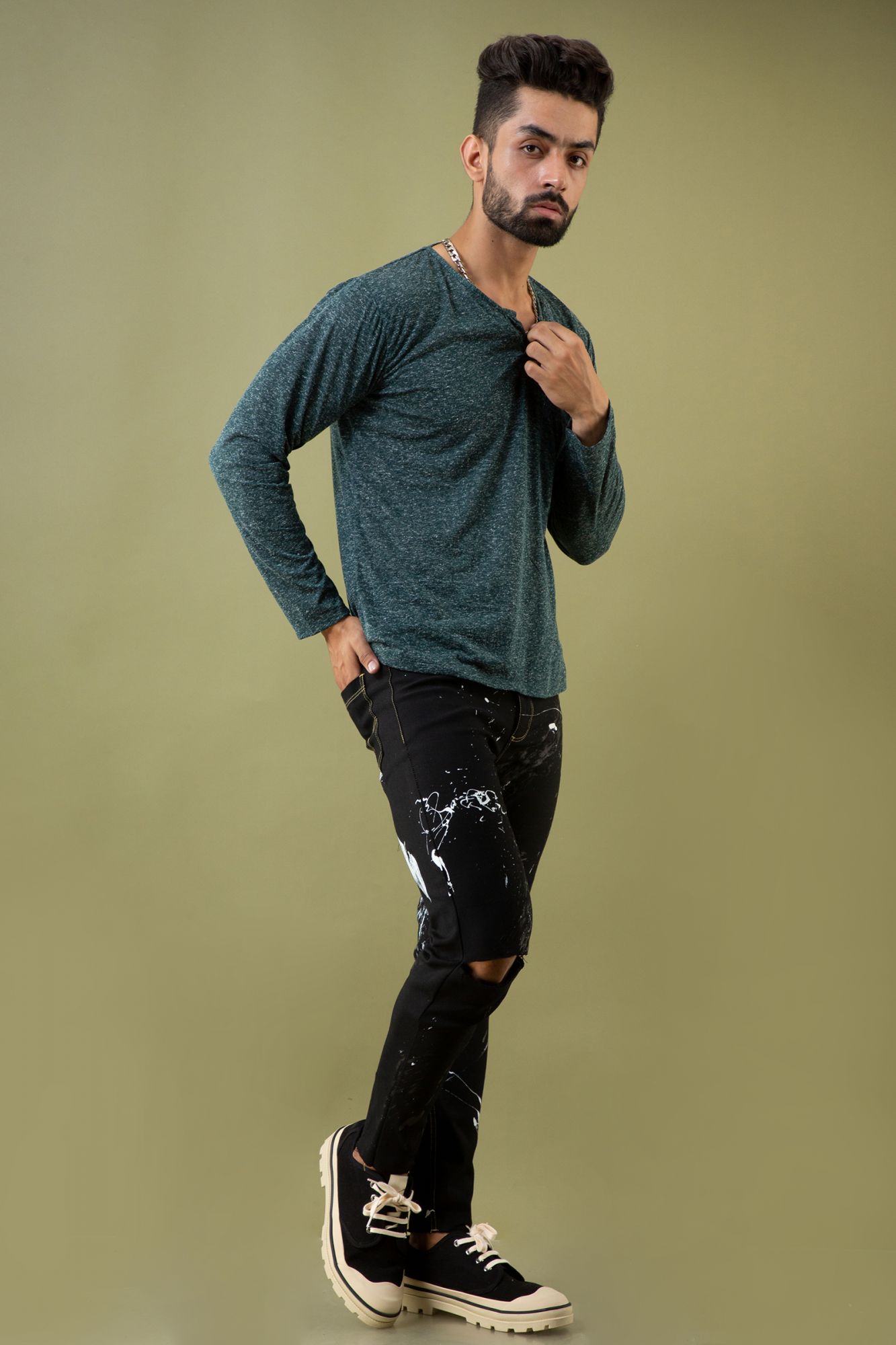 Henley Tshirt In Green