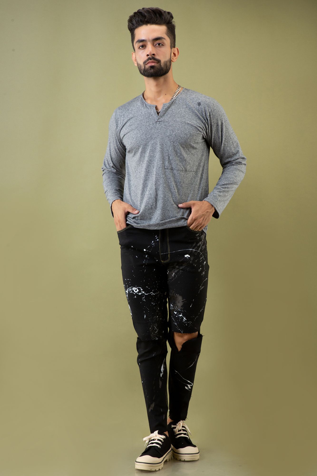 Soft Grey Henley Tshirt