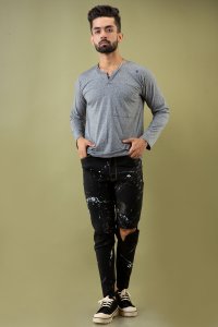 Soft Grey Henley Tshirt
