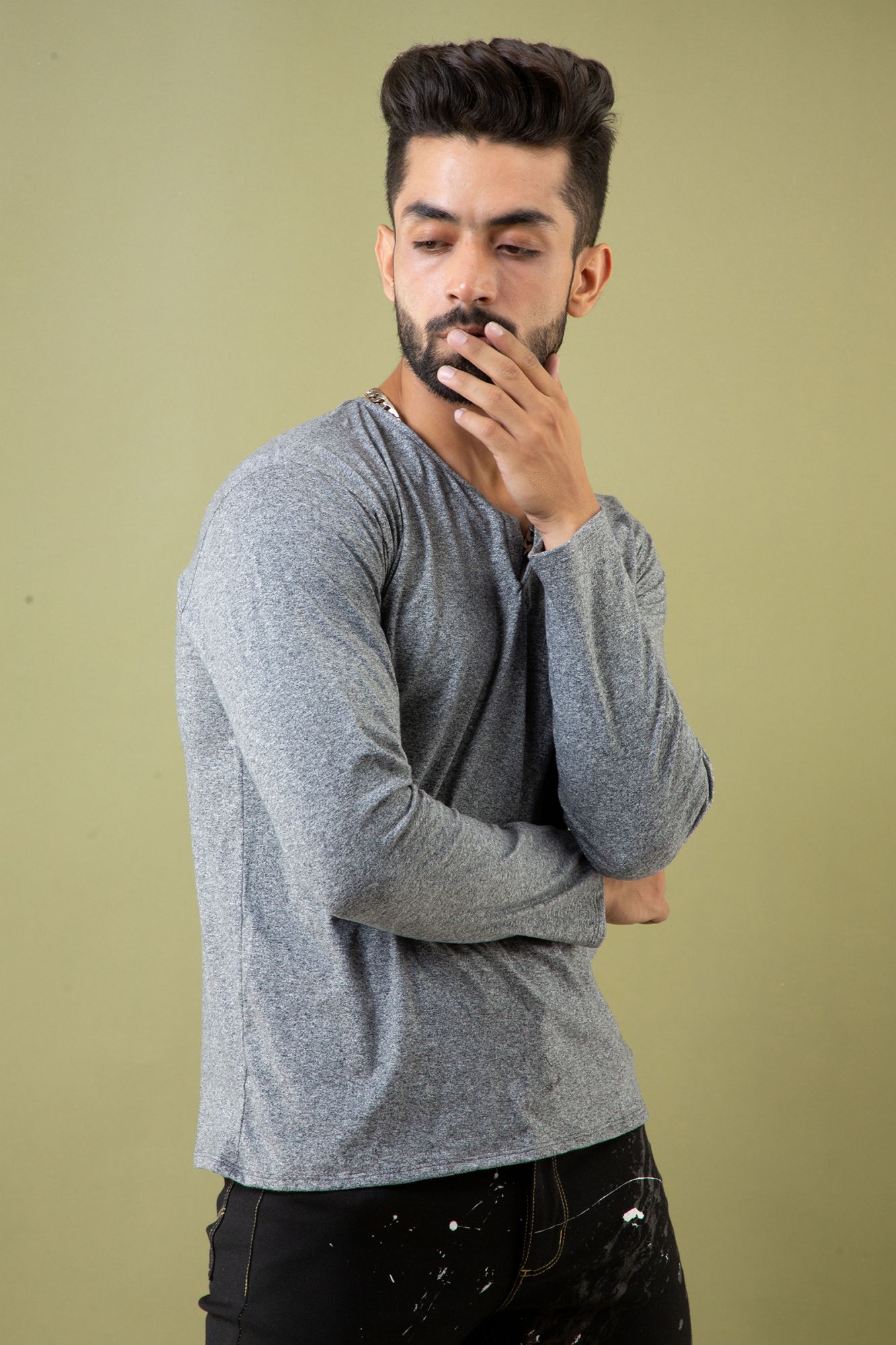 Soft Grey Henley Tshirt