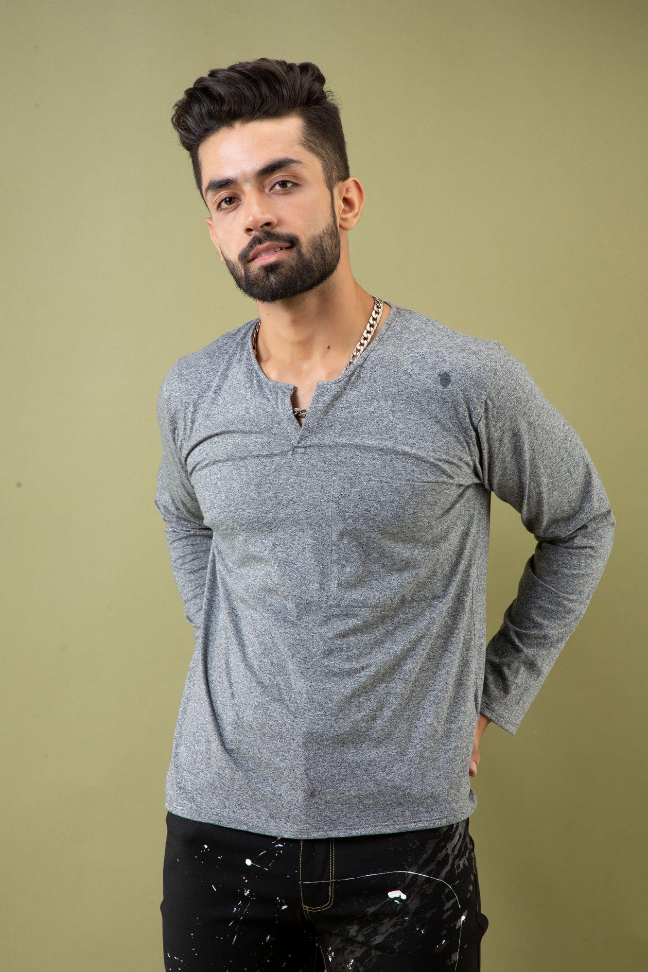Soft Grey Henley Tshirt