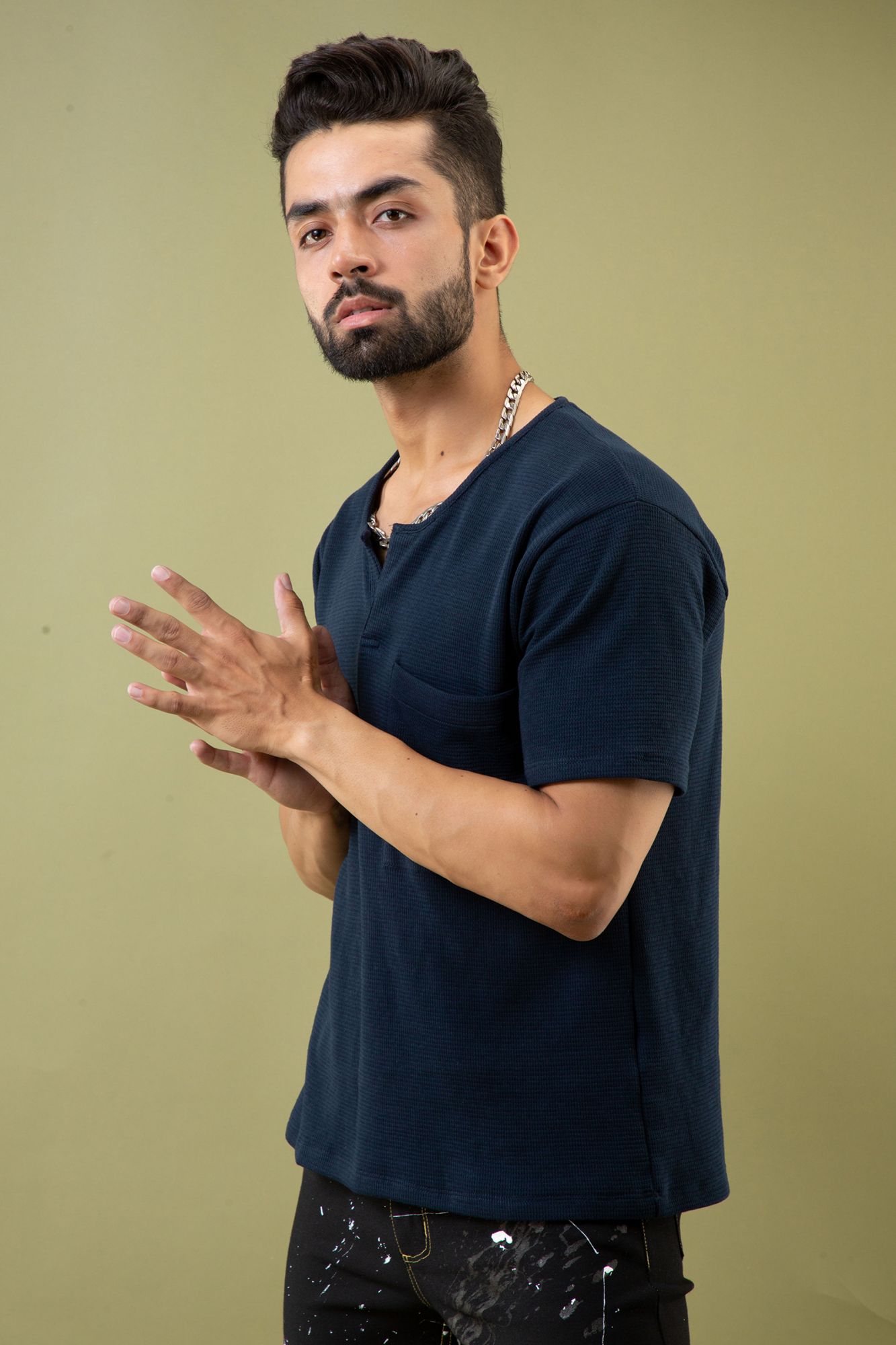 Textured Henley Tshirt