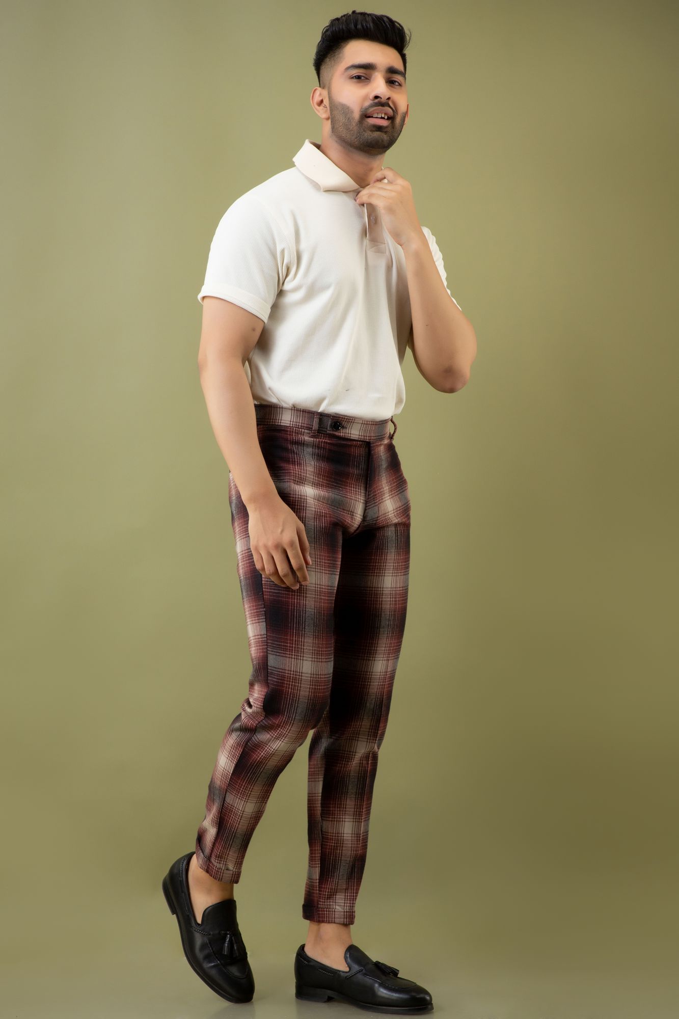 Tailored Fit Pants In Checks