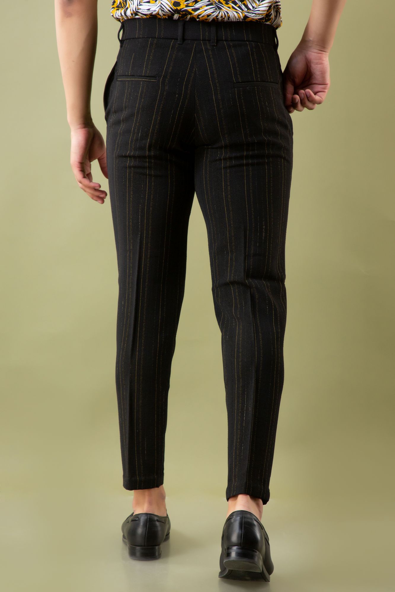 Textured Striped Pants