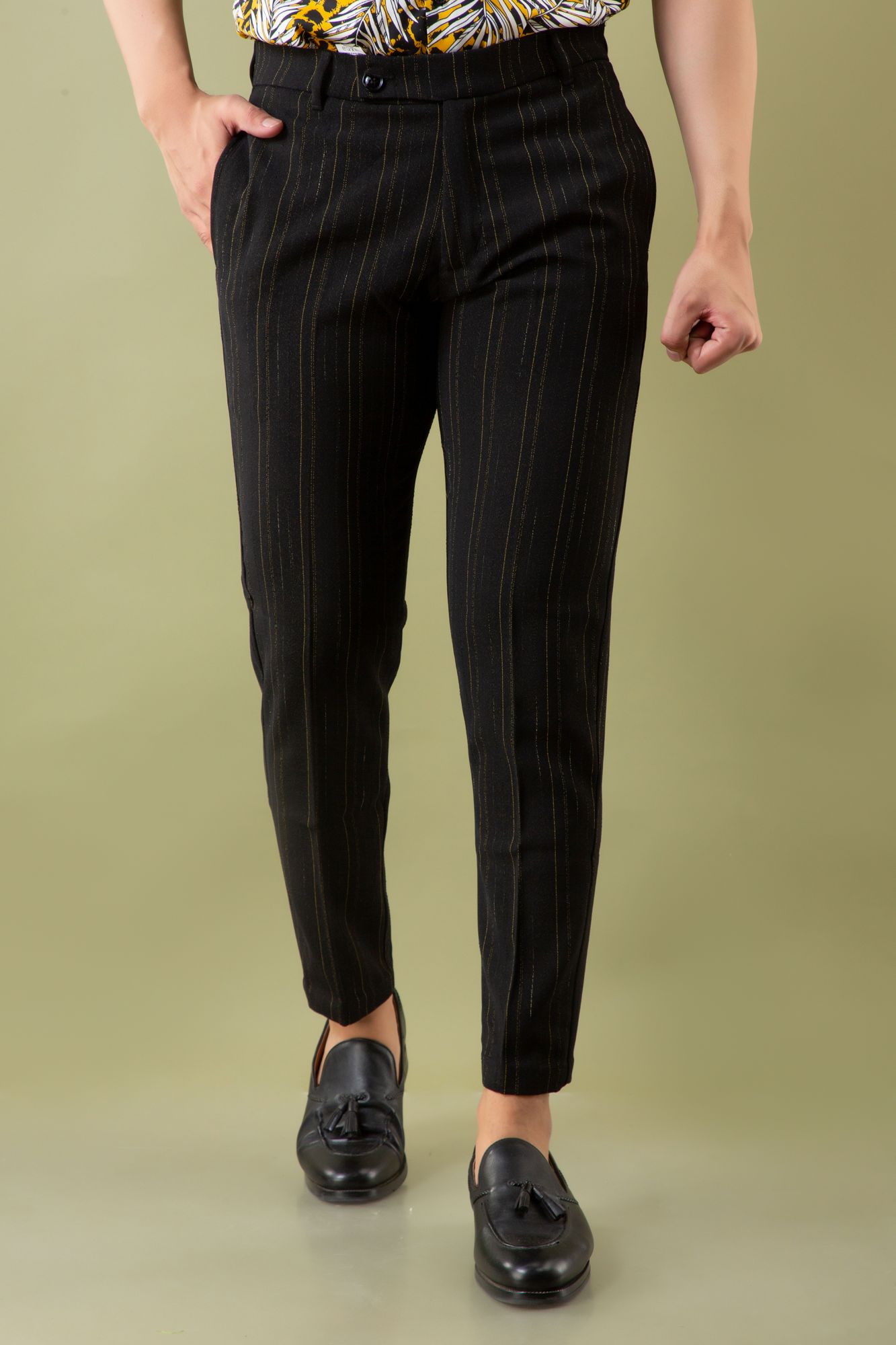Textured Striped Pants