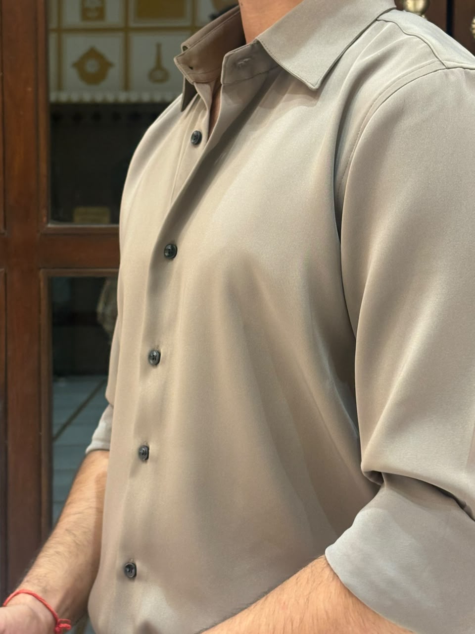 Classic Japanese Solid Formal Shirt In Stone
