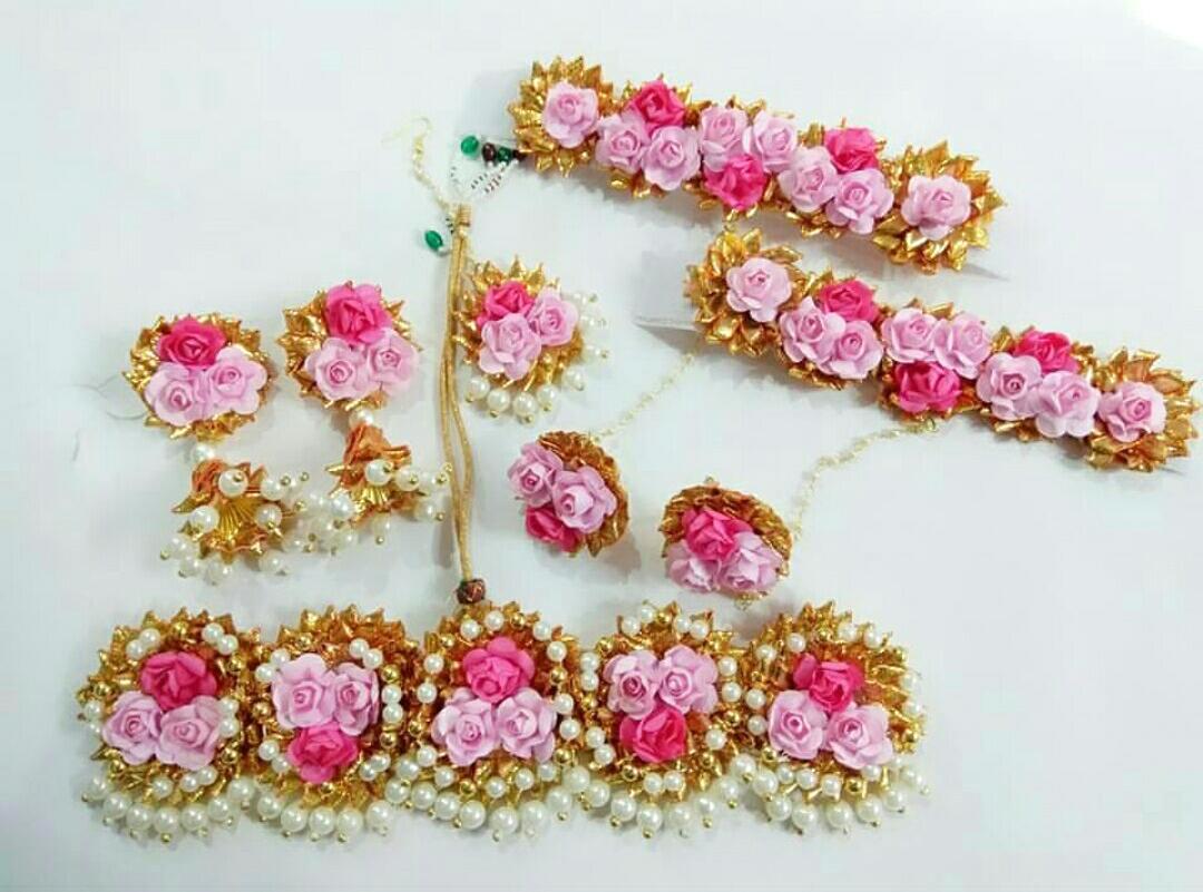 FLORAL GOTA CHOKER SET- PINK RANI
