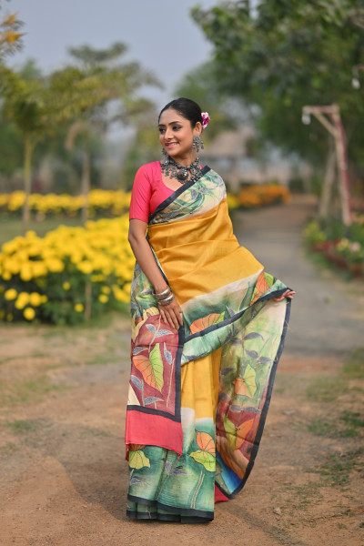 Pure Silk Kantha Stitch Saree