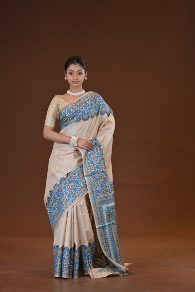 Pure Silk Kantha Stitch Saree