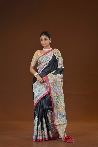Tussar Diy Collage Saree
