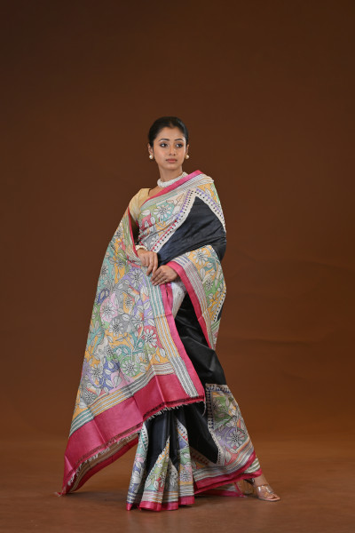 Tussar Diy Collage Saree
