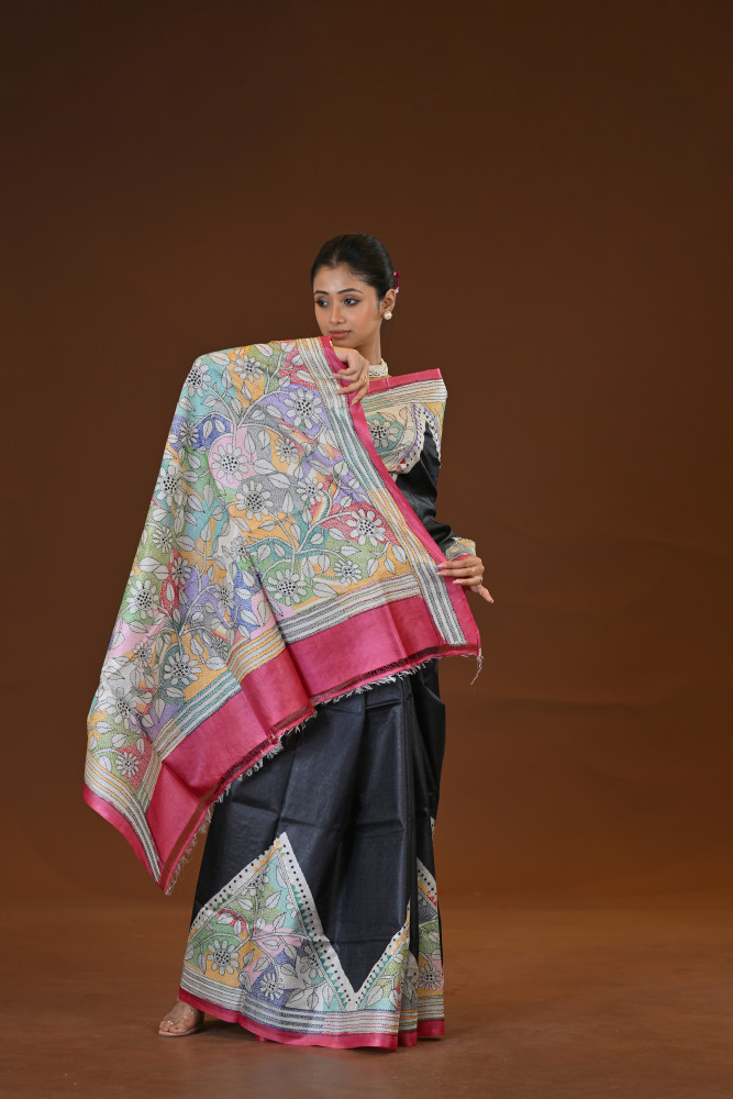 Tussar Diy Collage Saree