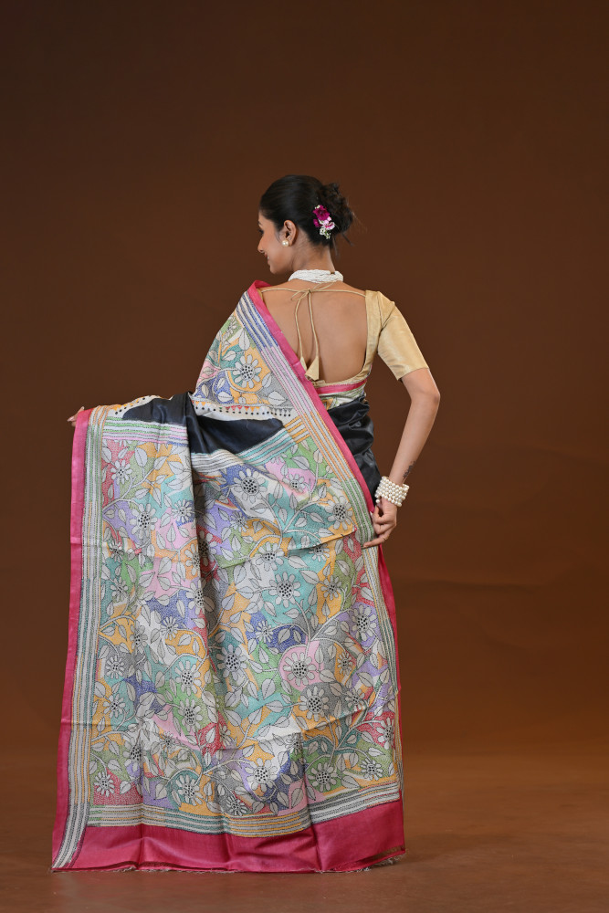 Tussar Diy Collage Saree