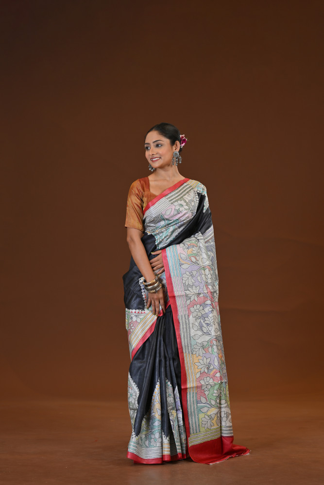 Tussar Diy Collage Saree
