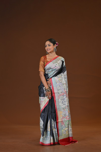 Tussar Diy Collage Saree