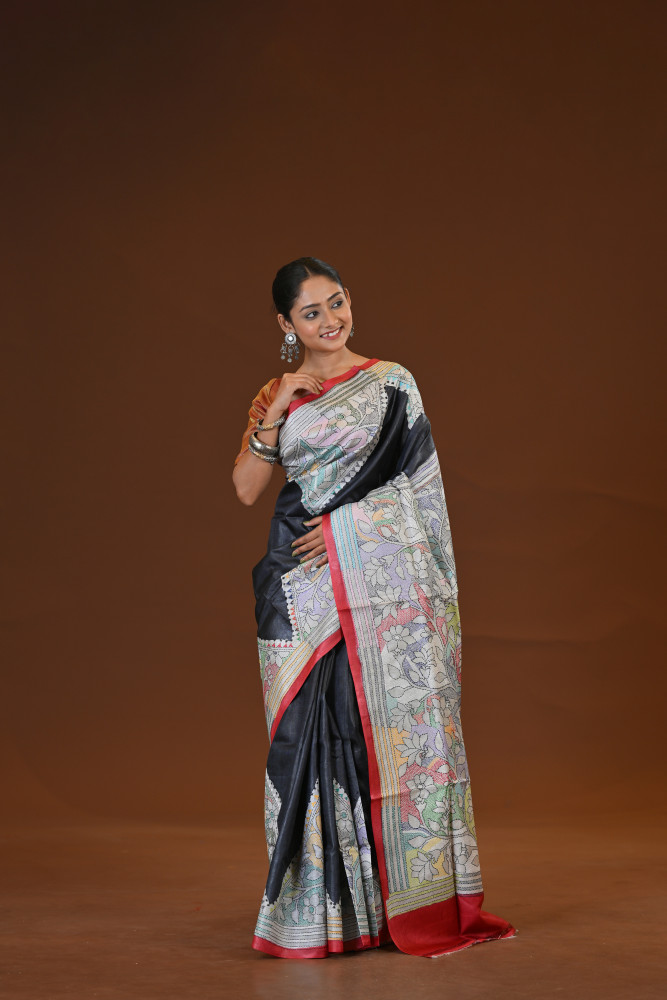 Tussar Diy Collage Saree