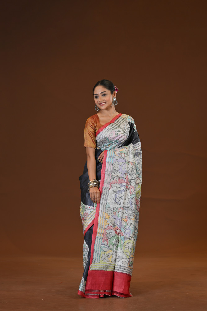 Image of Tussar Diy Collage Saree