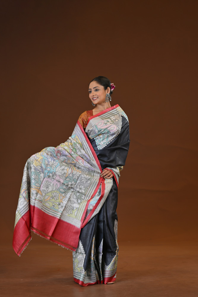 Tussar Diy Collage Saree