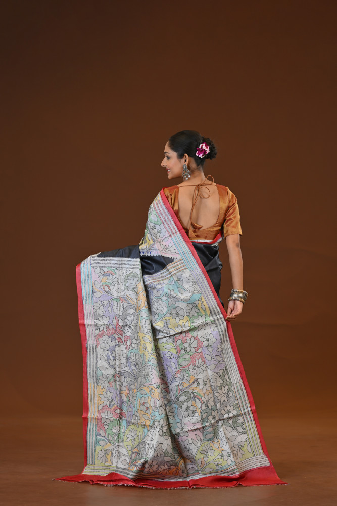 Tussar Diy Collage Saree