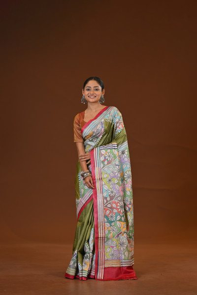 Tussar Diy Collage Saree