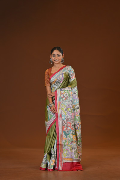 Tussar Diy Collage Saree