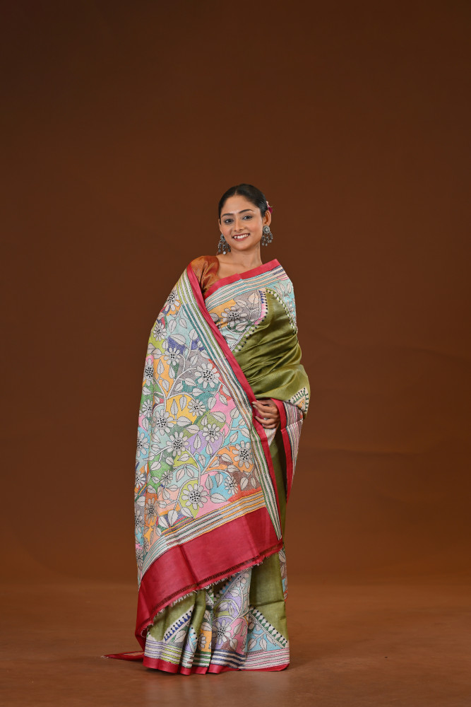 Tussar Diy Collage Saree
