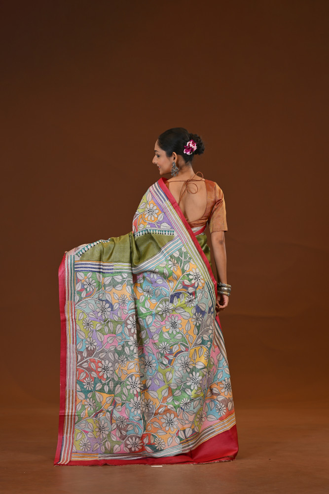 Tussar Diy Collage Saree