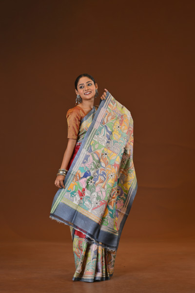 Tussar Diy Collage Saree