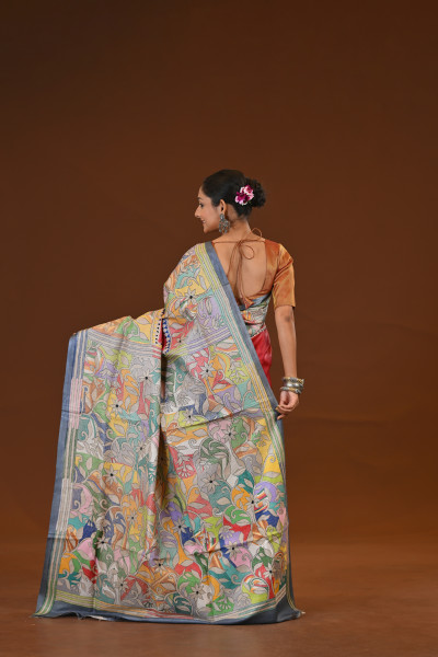 Tussar Diy Collage Saree